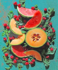Cantaloupe Basil and Watermelon Berry adult paint by numbers