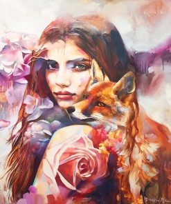 Colorful fox woman adult paint by numbers