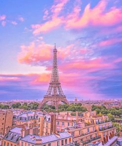 Eiffel Tower Pink Sky adult paint by numbers
