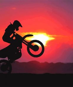 Sunrise Motorcycle Silhouette adult paint by number