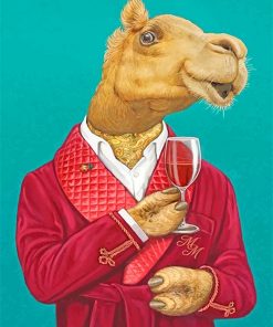 Classy Camel Drinking Wine Paint By Numbers