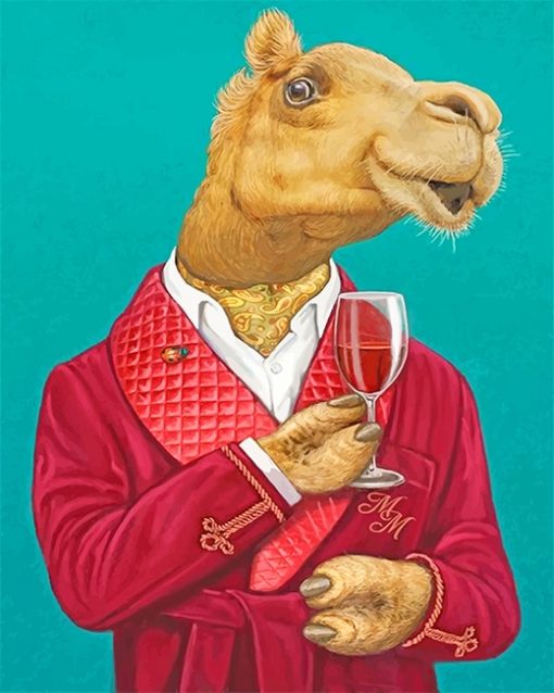 Classy Camel Drinking Wine Paint By Numbers