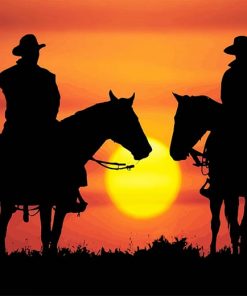 Cowboys Silhouette Sunset Paint By Numbers