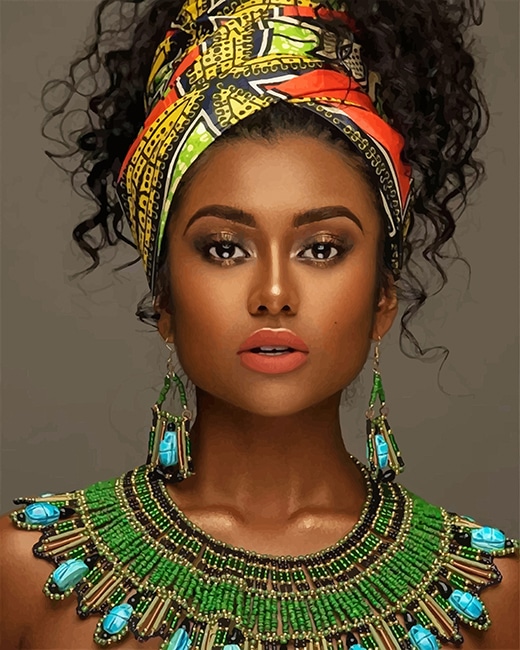 African beautiful woman adult paint by numbers
