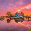 Cottage Reflection Sunset paint by number