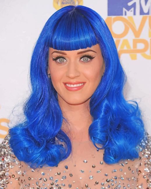 Katy Perry Blue Hair adult paint by numbers
