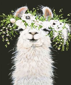 Lama with flowers adult paint by numbers