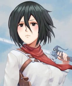Mikasa Ackerman attack on titan adult paint by numbers