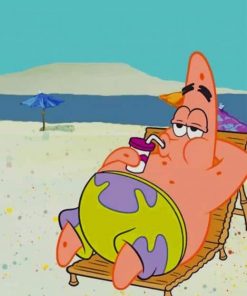 Patrick Star in the Beach paint by numbers