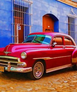 Red vintage car adult paint by numbers