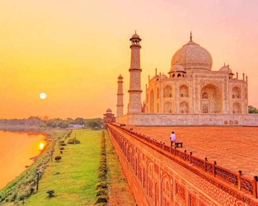 Sunrise View Of Taj Mahal adult paint by numbers