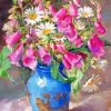 Aesthetic Blue Vase And Flowers paint By Numbers