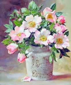 Aesthetic White Vase And Flowers paint By numbers