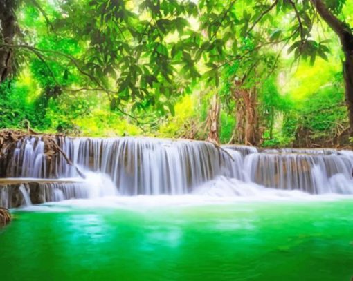 Amazing Nature Waterfal Tress Jungle Water Landscapes paint by numbers