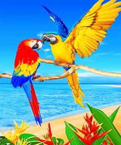 Colorful Parrots paint by number