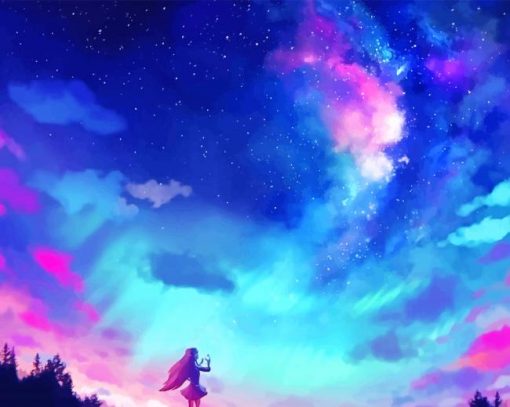 Colorful Sky Anime Illustration paint by number