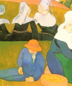 Emile Bernard Breton Peasants In A Meadow paint by number
