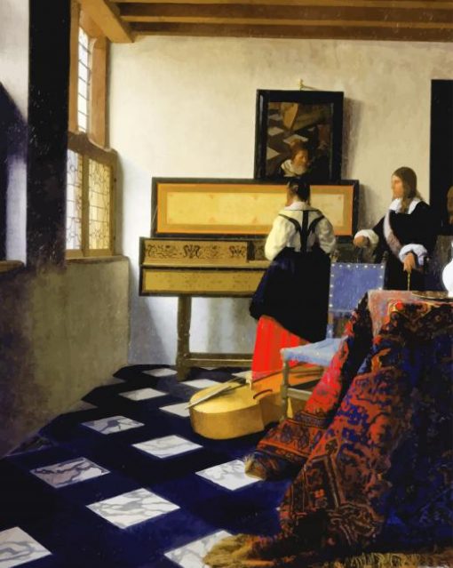 Johannes Vermeer The Music Lesson paint by number