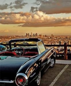 Los Angeles Black Vintage Car paint by number