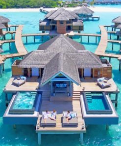 Maldives Hut on Water paint by numbers