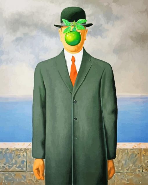 Man With Apple Rene Magritte paint by number