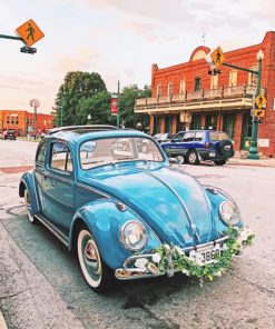 Old Blue Volkswagen Beetle paint by number
