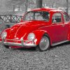 Old Red Beetle Car paint by number