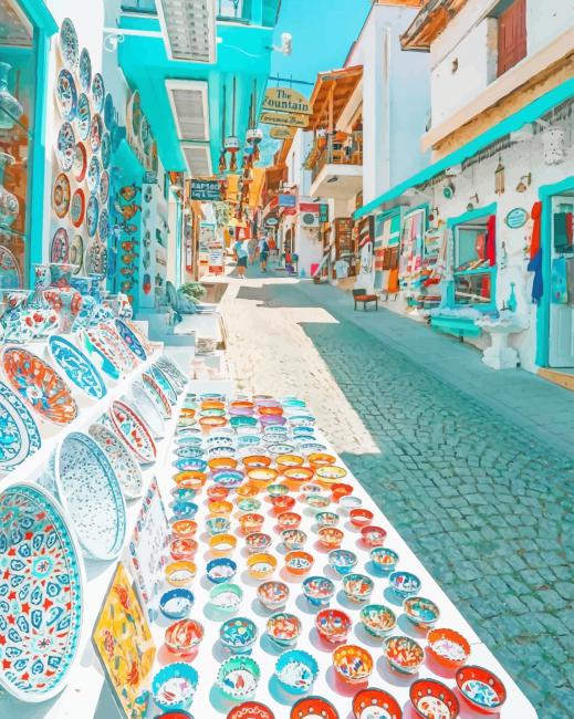 Street Market Kalkan Antalya Turkey paint by numbers