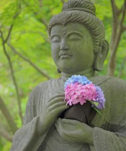 Sitting Buddha Statue With Flowers paint by numbers