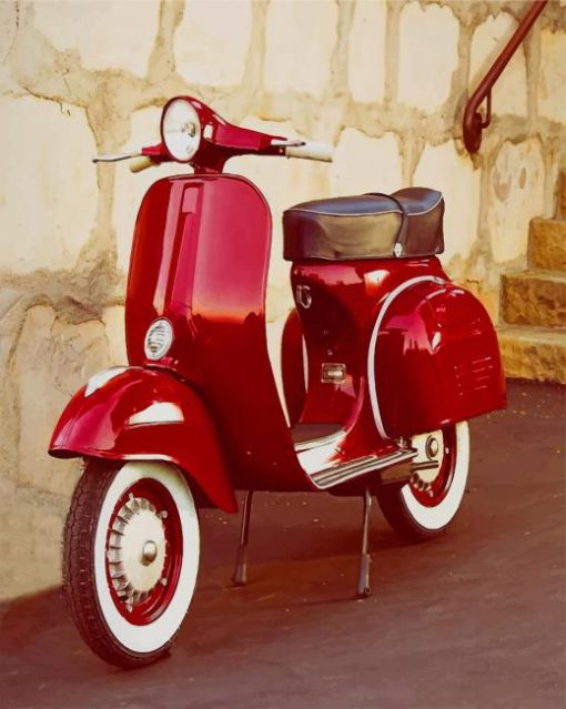 Red Vespa paint by numbers