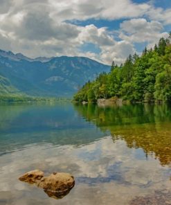 Lush Green Forest On Lake Shore In Highlands paint by numbers