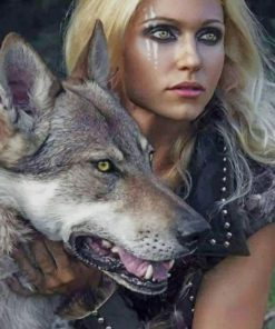 Viking Women With Wolf paint by numbers