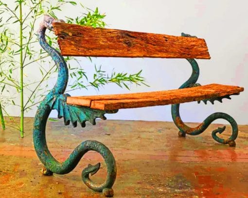 Antique Cast Iron Bench paint by numbers