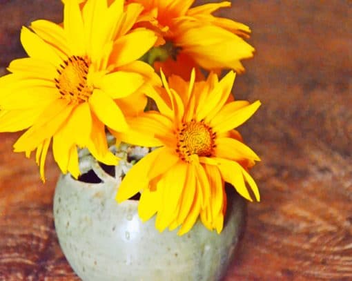 Decoration Vase With Yellow Flowers paint by numbers