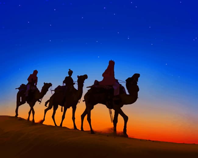 Evening Desert Camels Paint By Numbers
