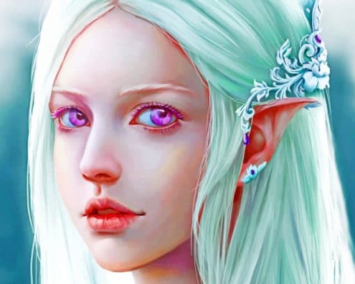 Fantasy Elf With Violet Eyes paint by numbers