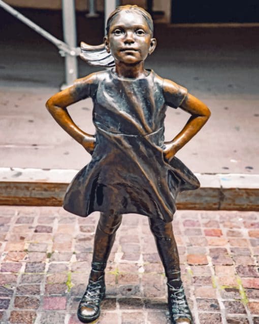 Little Girl Bronze Statue paint by numbers