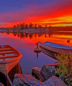 Sweden Sunrises Boat Paint By Numbers