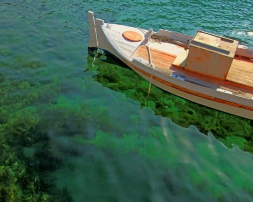 White Boat On Sea paint by numbers