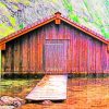 Wooden Cabin On Lake Area paint by numbers