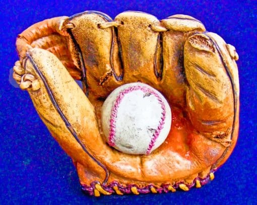 Worn Out Baseball Glove And Ball paint by numbers