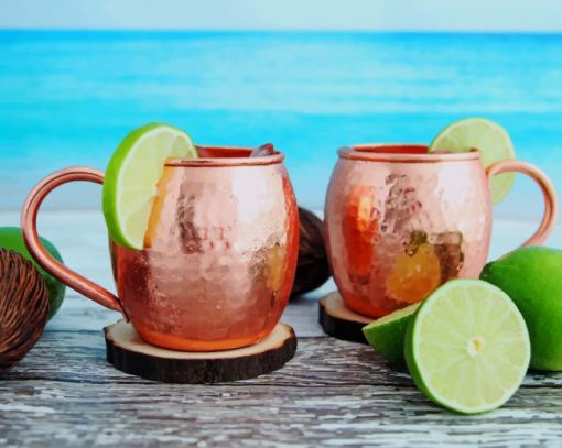 Beach Side Moscow Mule Cocktails paint by numbers