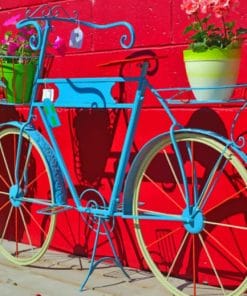 Flower Vases On A Bicycle Decor paint by numbers