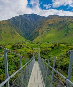 Hanging Bridge Over Icelandic Fields And Mountain paint by numbers