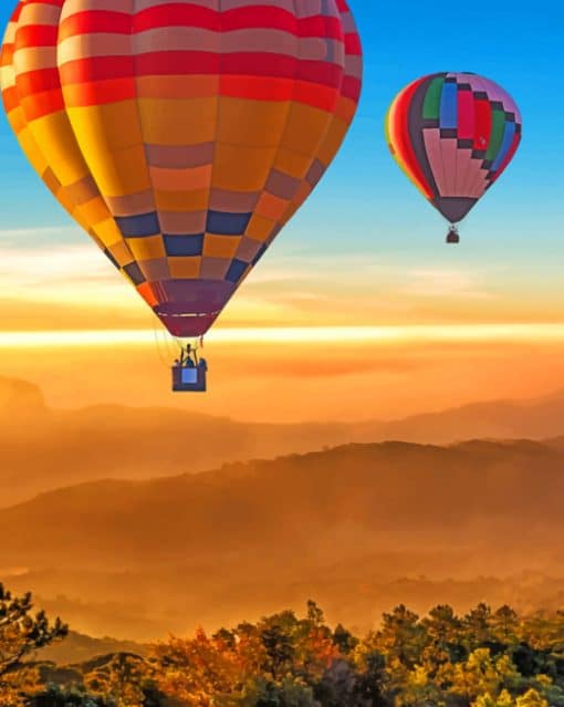 Hot Air Balloon Flying paint by numbers