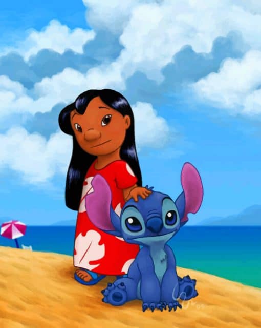 Lilo Stitch At The Beach paint by numbers