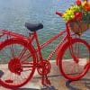 Red Bicycle Near The Ocean paint by numbers