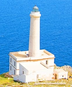 White Lighthouse On Cliff paint by numbers
