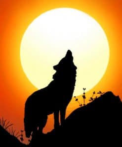 Wolf Silhouette paint by numbers