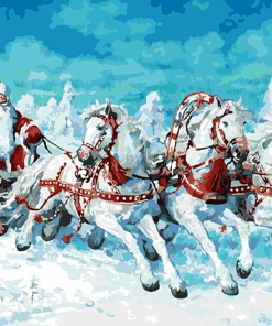 Santa Claus and Horses paint by numbers